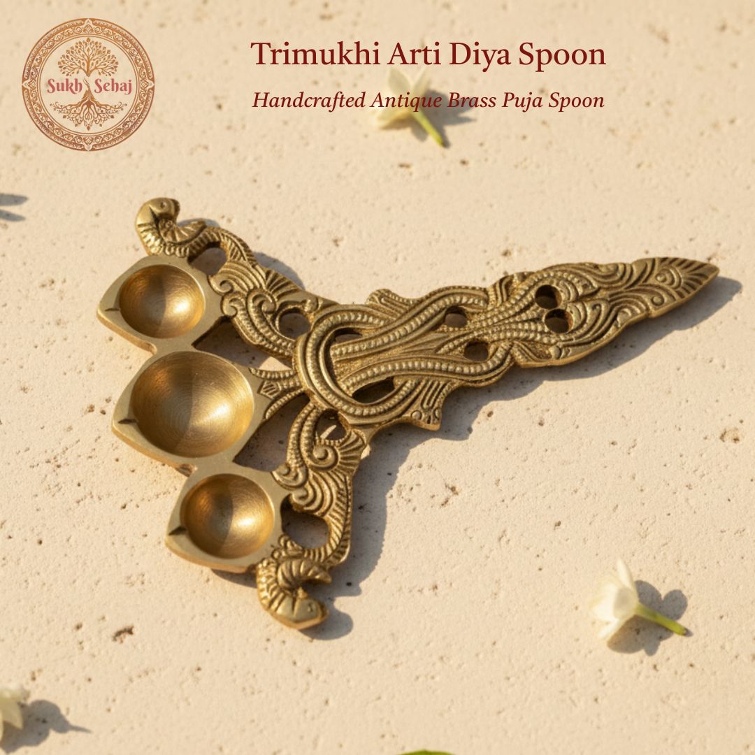 Trimukhi Aarti Diya Spoon