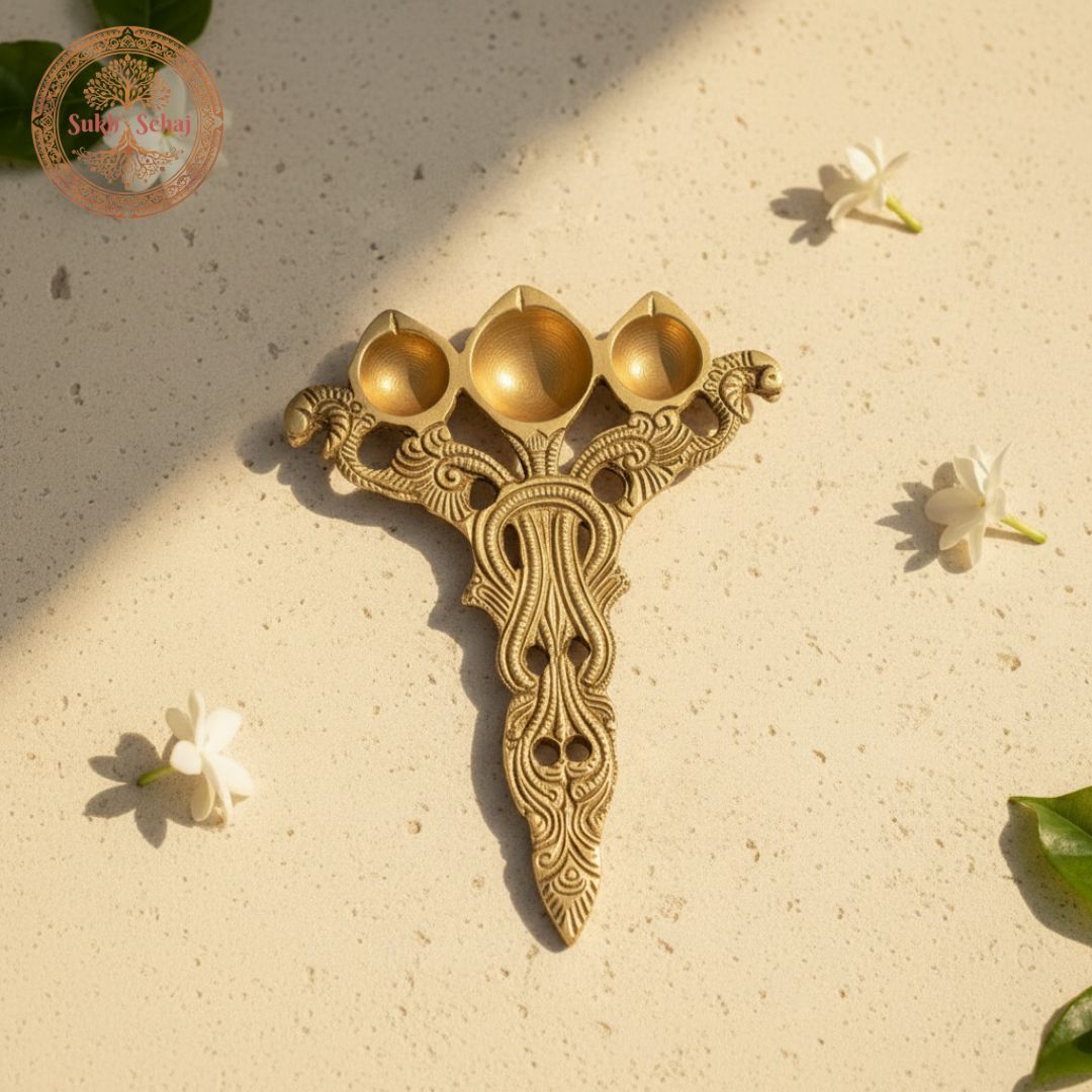 Trimukhi Aarti Diya Spoon